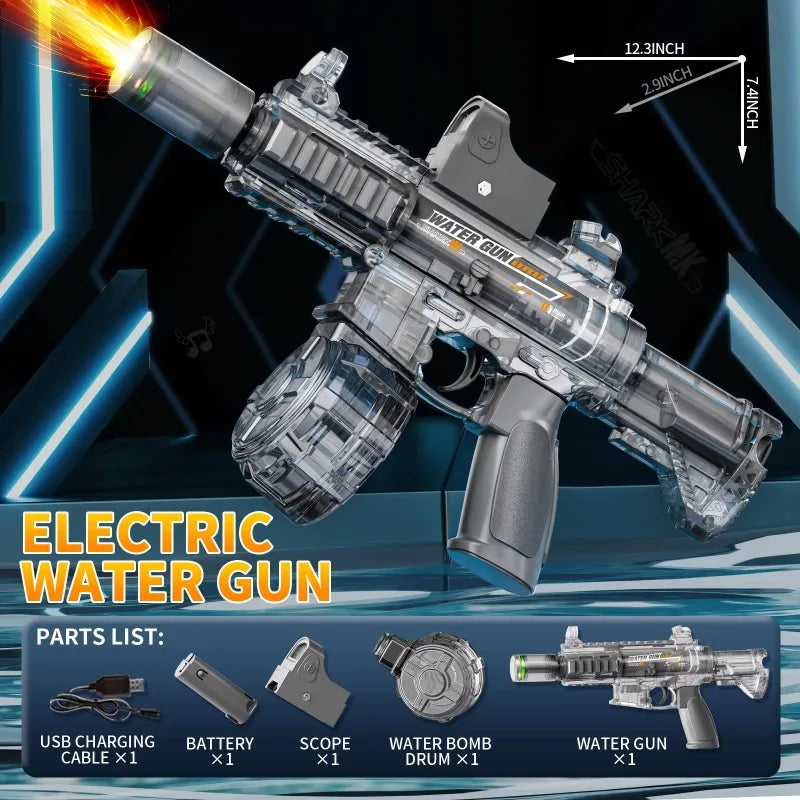 M416 Led Simulation Fire Electric Water Guns for Children Large Capacity Automatic Continuous Water Gun Kids Summer Outdoor Toys